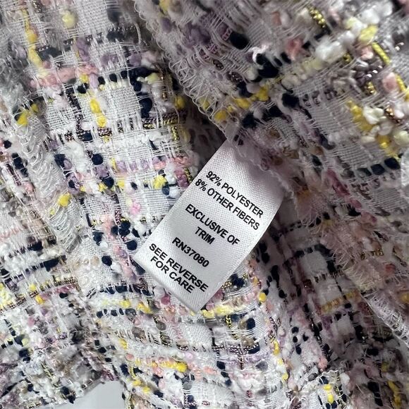 EST 1946 Women's Tweed Moto Jacket XL Multicolor Fringe Zip Mid-Length - Picture 4 of 8